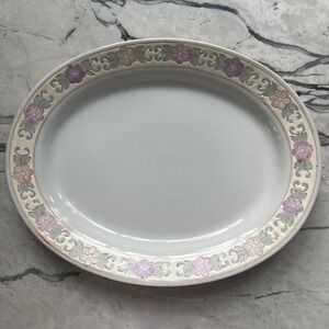 Beautiful‎ pink purple floral Chinese painted platter